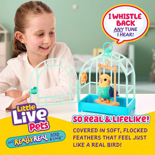 Little Live Pets Mi Pajarito Parlanchín Real y Juguetes con Jaula -...