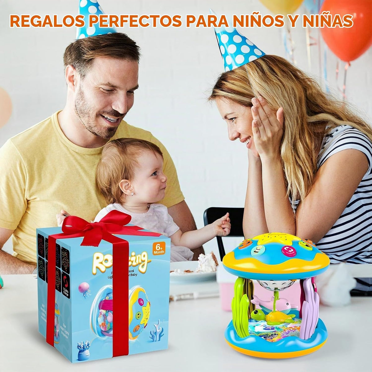 Juguetes para Bebés de 6 a 12 Meses, Proyector Giratorio Musical 4...