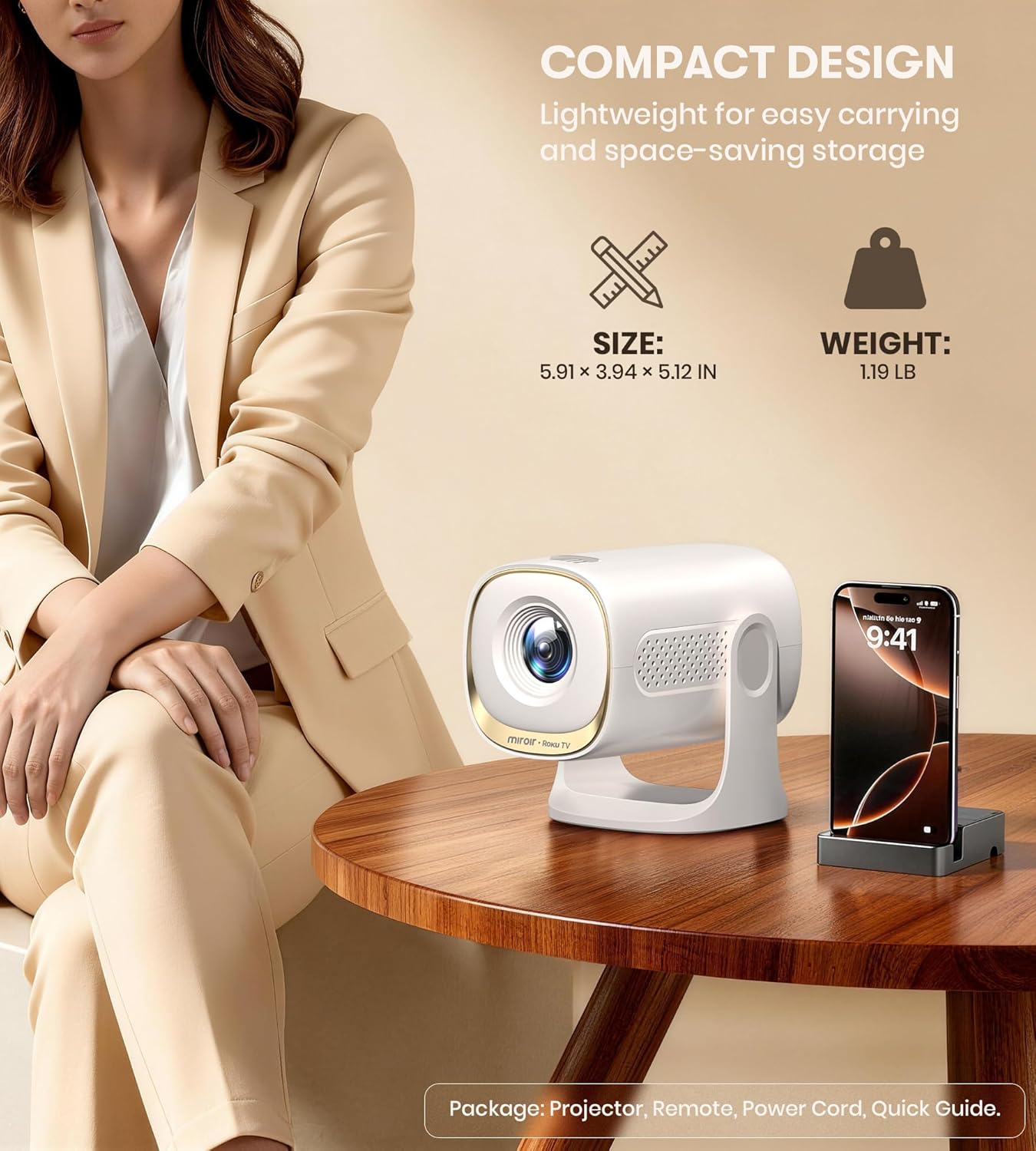 Miroir Mini proyector, proyector HD para el hogar con altavoz integ...