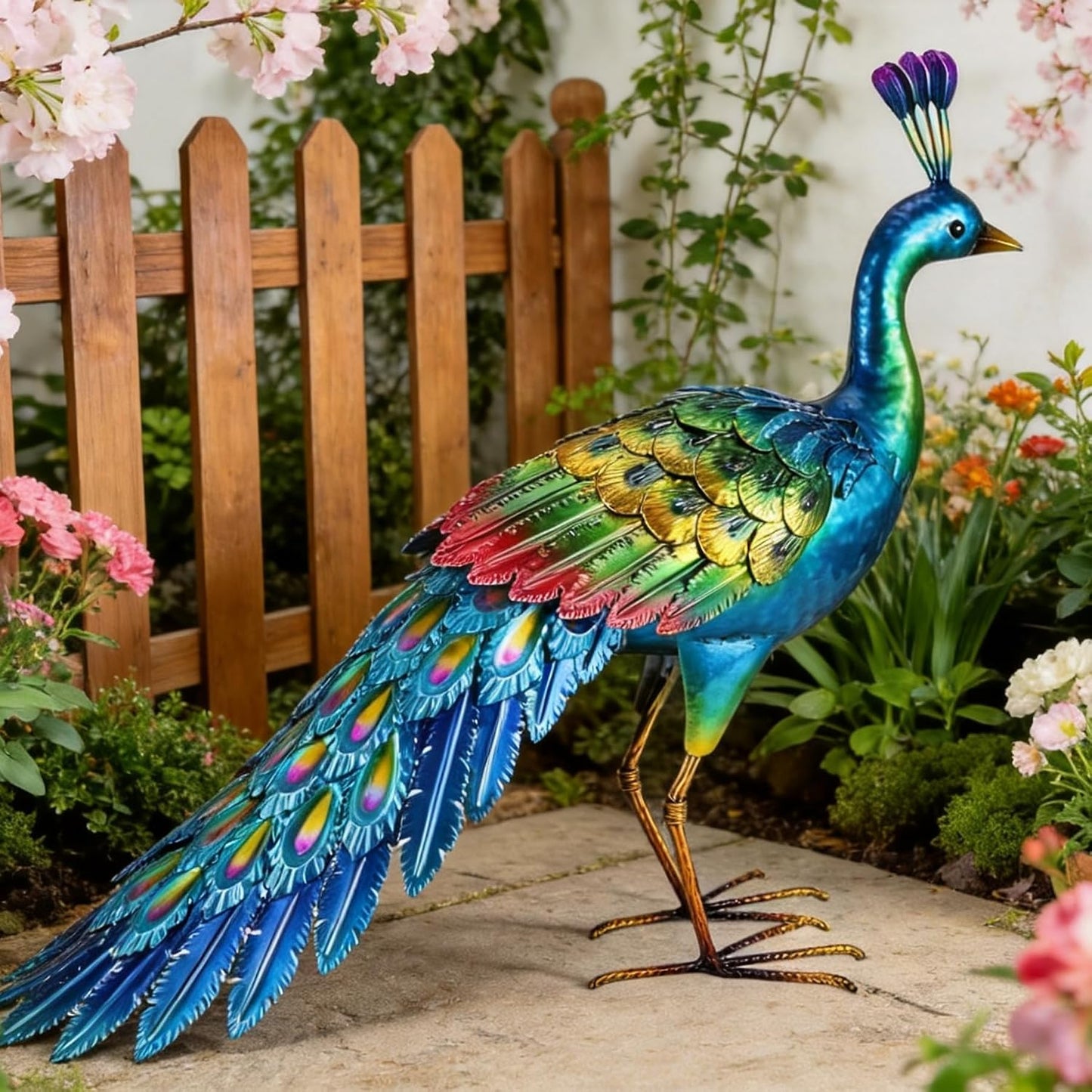 Estatua Chisheen de Pavo Real de Metal para Jardín, Arte de Jardín...