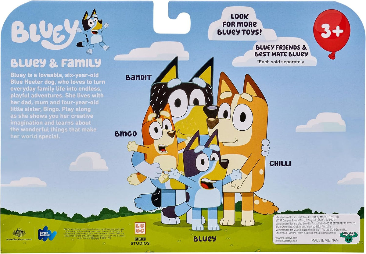 Bluey and Family - Paquete de 4 figuras de 2.5-3 pulgadas posables...