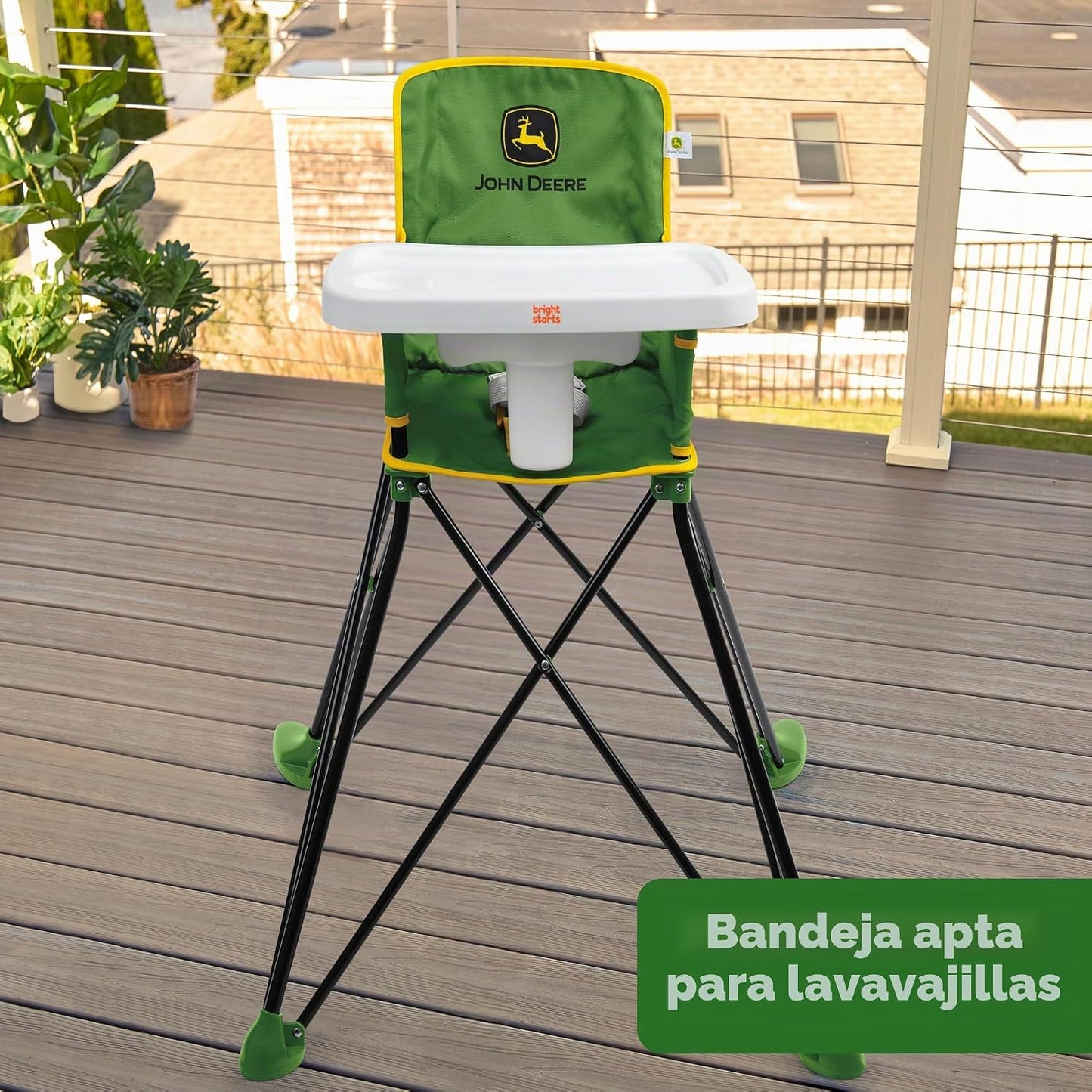 Bright Starts John Deere Pop 'N Dine - Silla alta portátil, int...