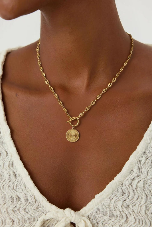 LEXODY Collar de oro grueso para mujer, simple chapado en oro de 14...