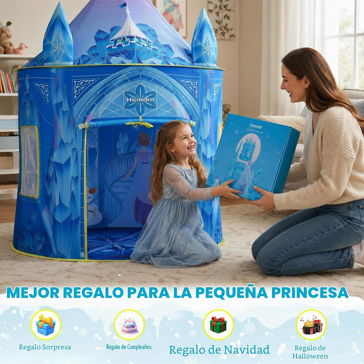 Hamdol Tienda de campaña de princesa para niñas, juguete congelado,...