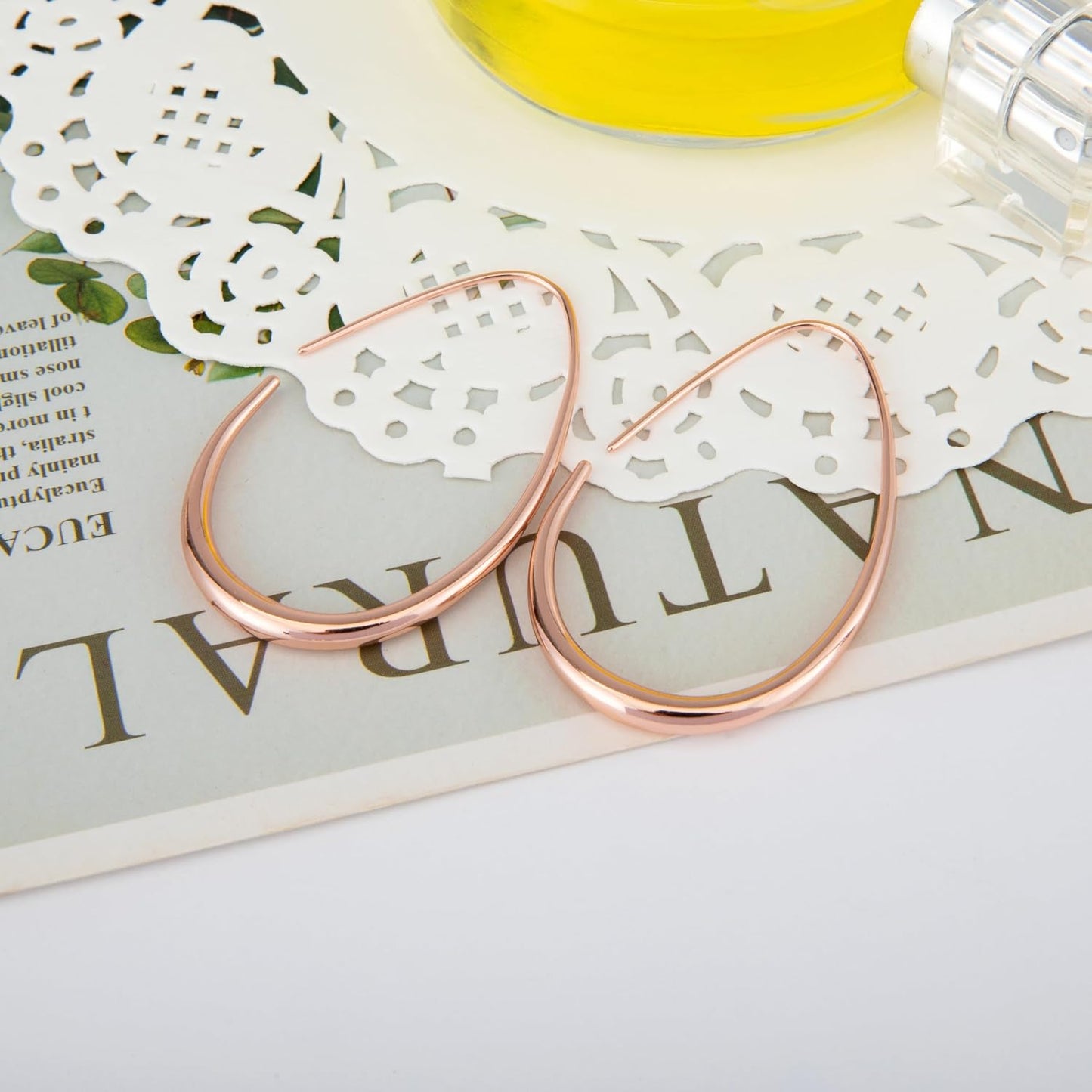 Aretes de aro ligeros con forma de lágrima para mujer, chapados en...