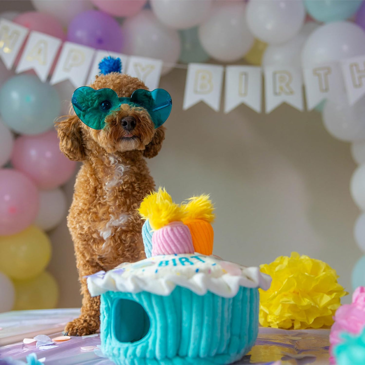 Outward Hound Hide A Birthday Cake, rompecabezas de peluche con tem...