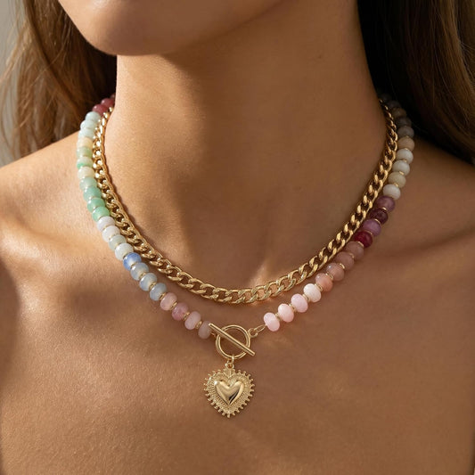 Frigotine - Collar con colgante grueso de oro y plata para mujer, g...