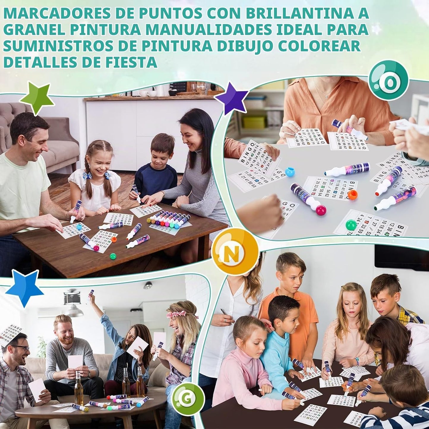 Crtiin Paquete de 72 marcadores de bingo Dauber con purpurina de 0....