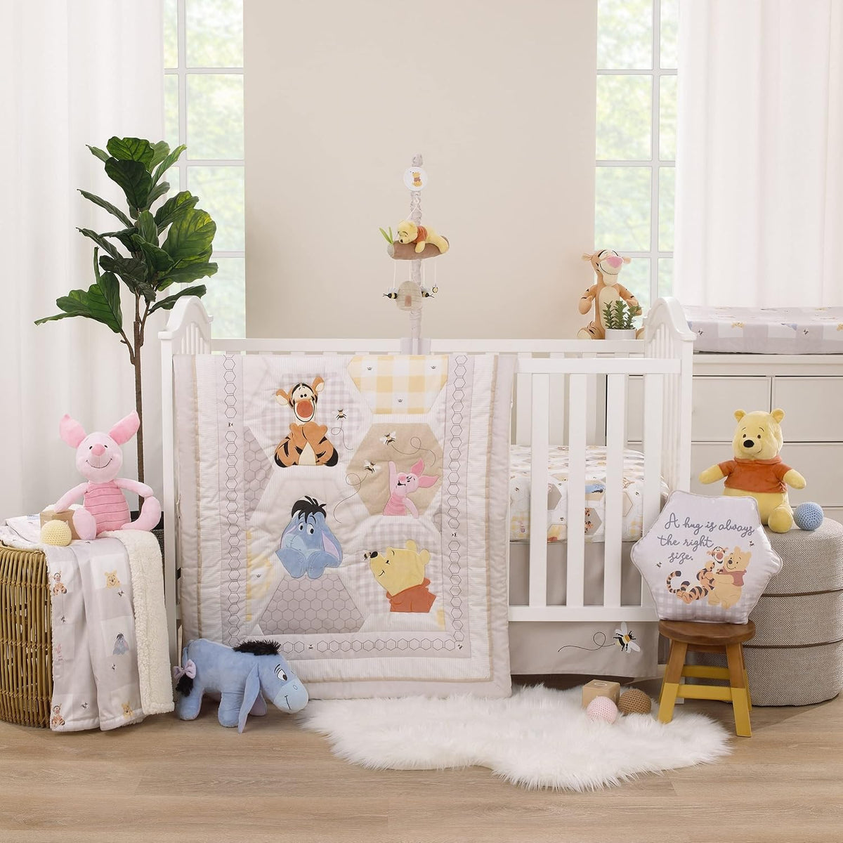 Disney Winnie the Pooh Abrazos y Panales de Miel Gris y Blanco con...