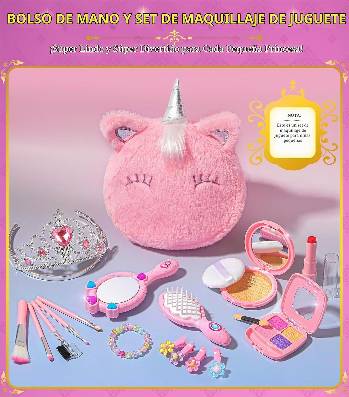 Kit de maquillaje para niñas BIBUTY, juguetes de princesa, maquilla...