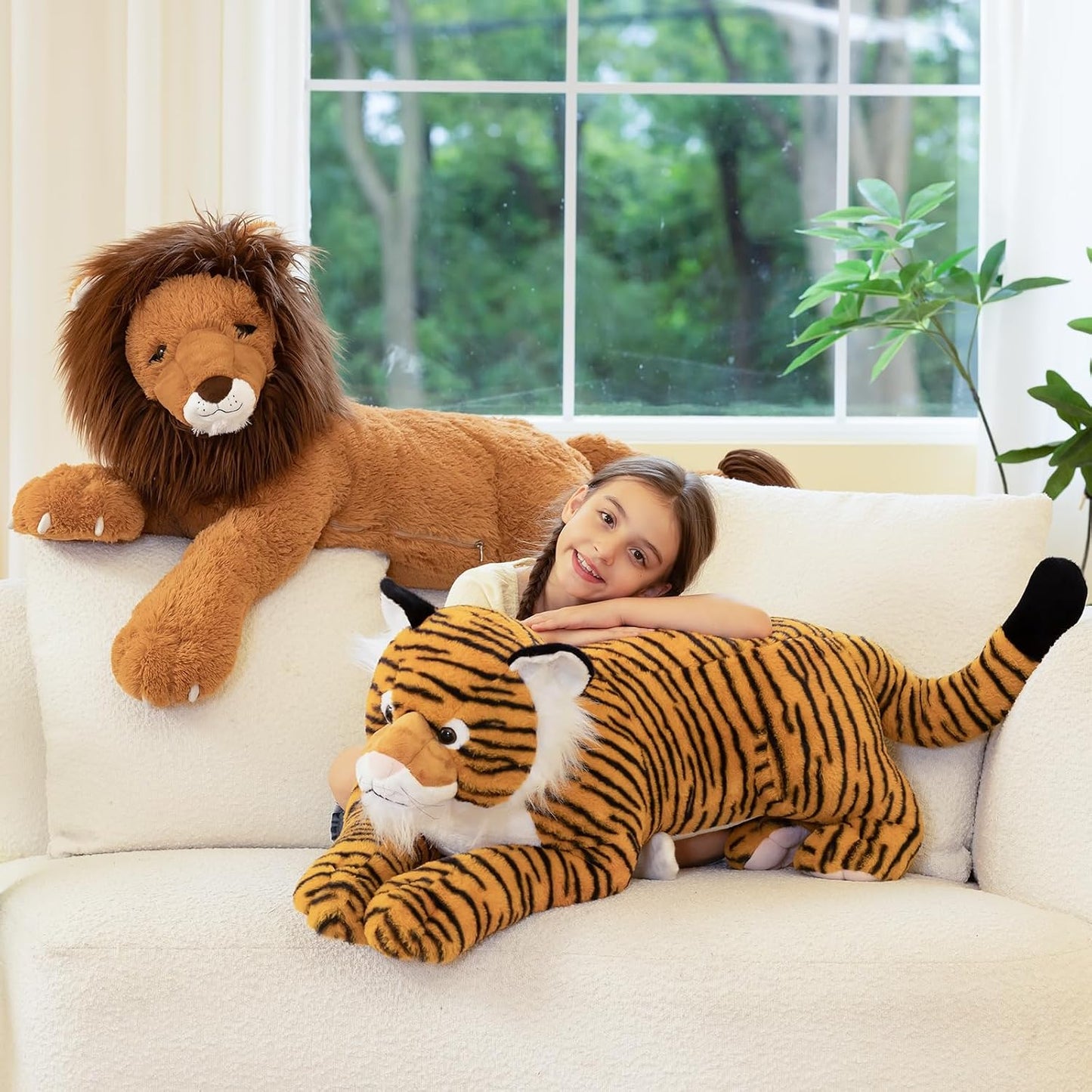 Tezituor - Peluche gigante de tigre de 43.3 pulgadas, almohada de c...