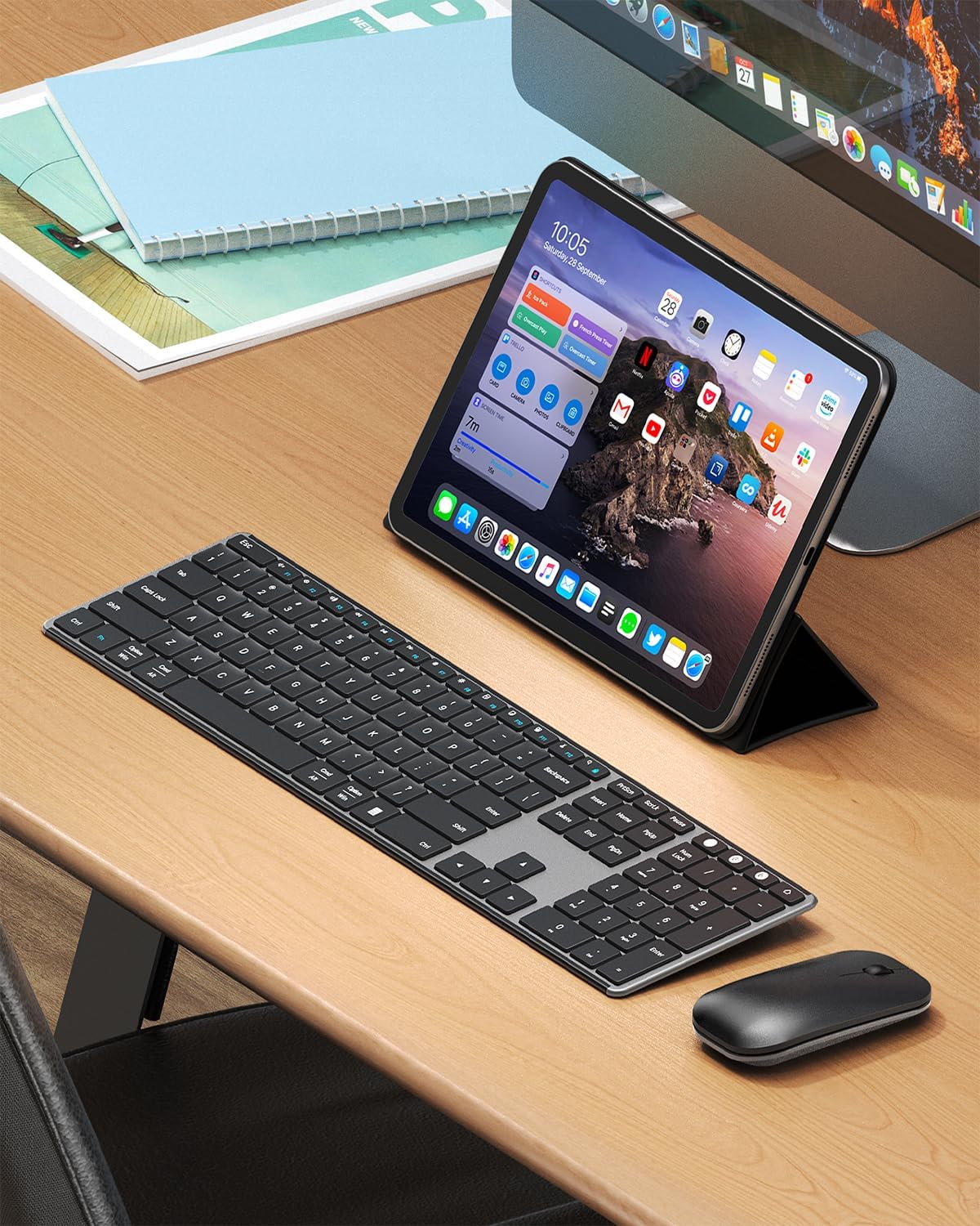 Seenda Combo de Teclado y Ratón Inalámbrico Bluetooth, SKM64-3 Tecl...