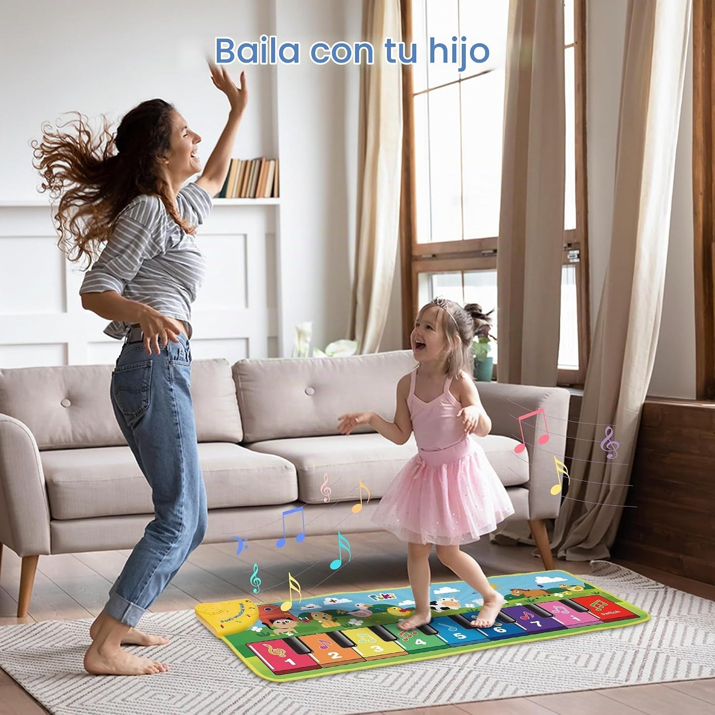 FOKI - Alfombrilla para piano de piso, juguetes para bebés y niños...