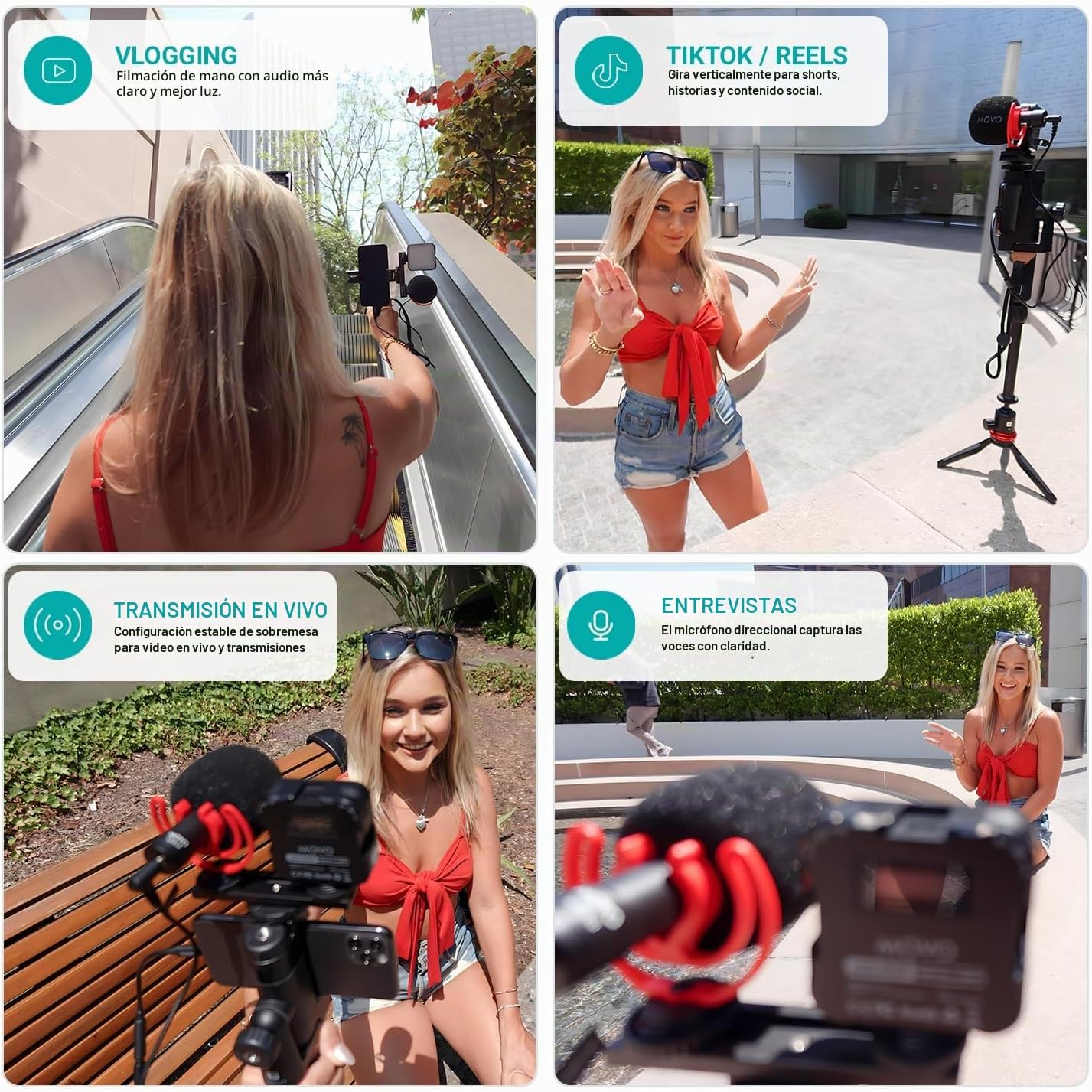 Kit de vlogging Movo iVlogger-PRO con trípode completo para iPhone\...