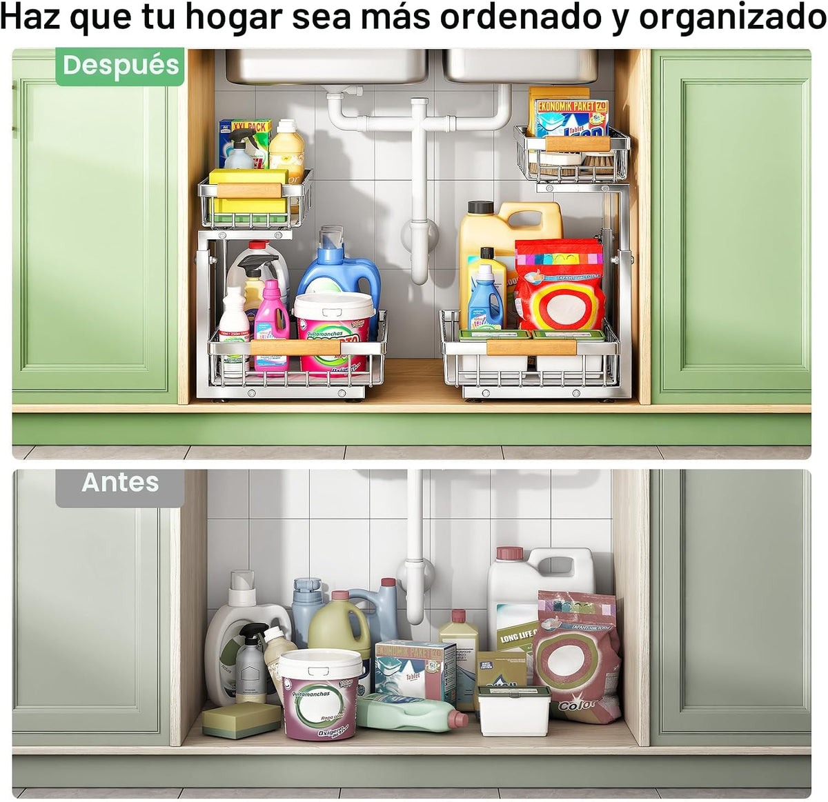 Organizador Debajo Del Fregadero, 2 Paquetes De Acero Inoxidable De...
