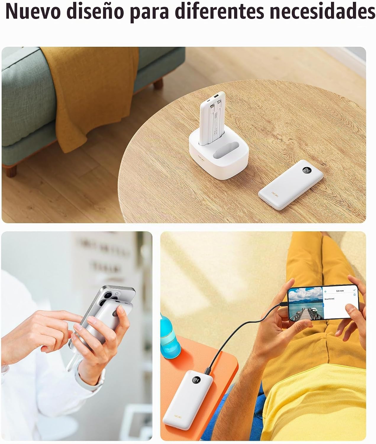 Qecvec Cargador portátil de 10000 mAh, paquete de 2 baterías portát...
