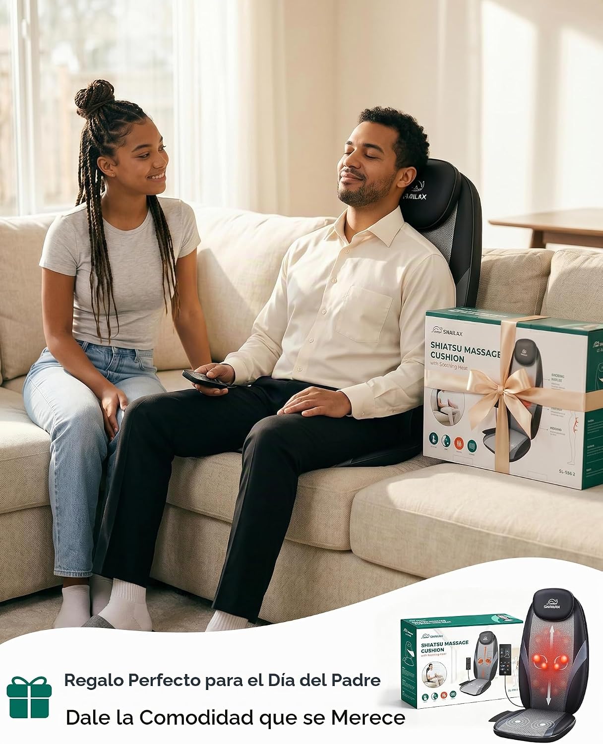 Snailax Shiatsu - Masajeador de espalda con almohadilla de masaje t...