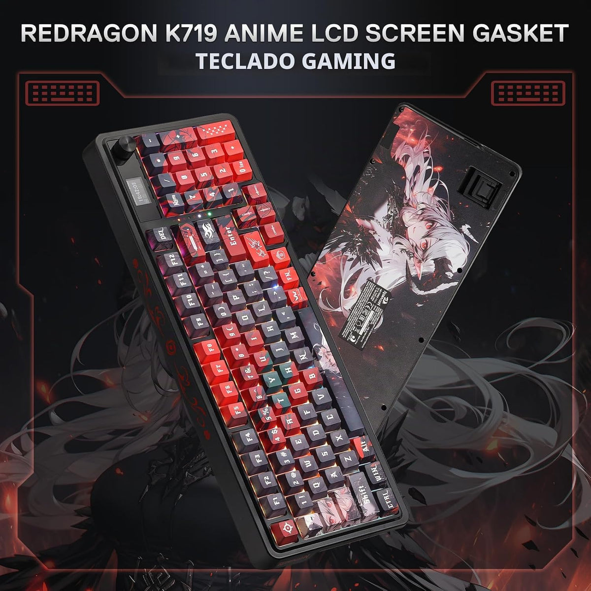 Redragon K719 PRO Teclado inalámbrico RGB para juegos, teclado de a...
