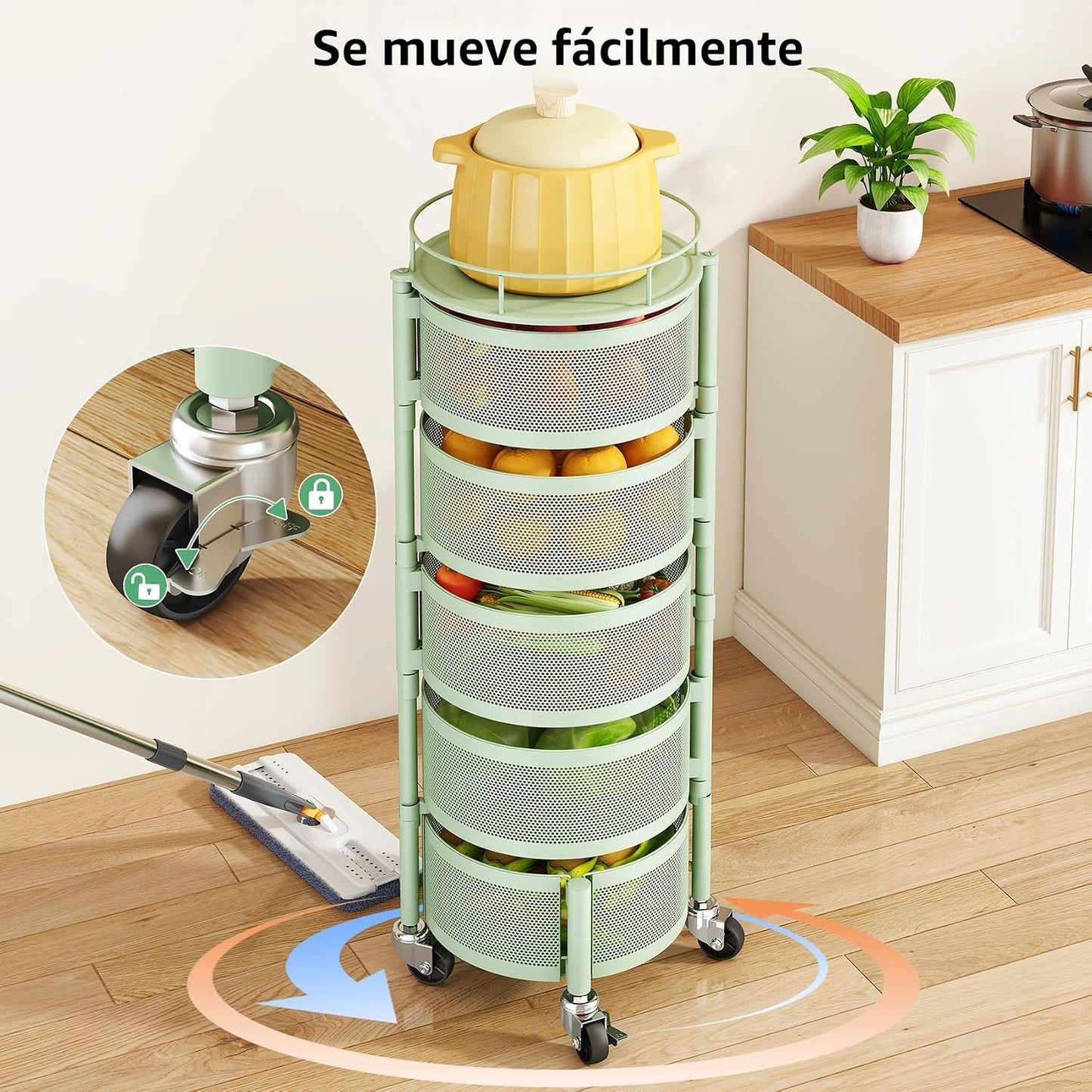 SAYZH Cesta de frutas y verduras para cocina, estante de almacenami...
