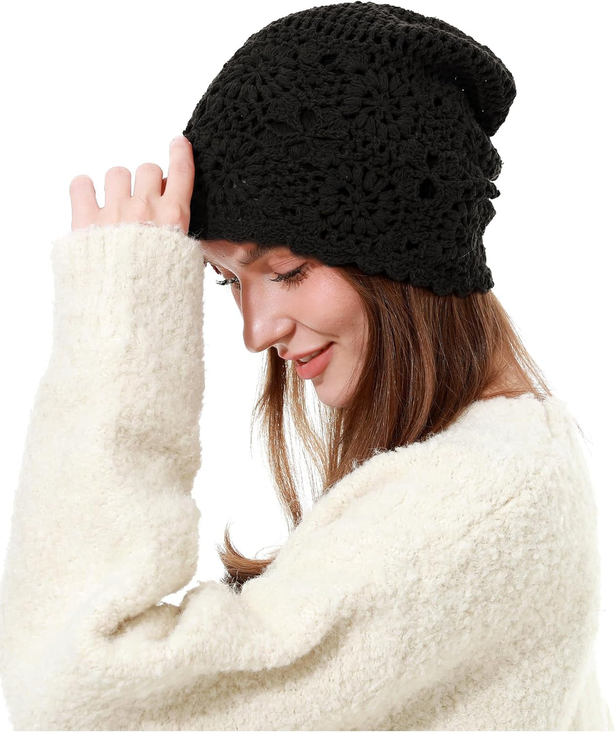 sy soul young Gorro de algodón de ganchillo para mujer, suave y hol...