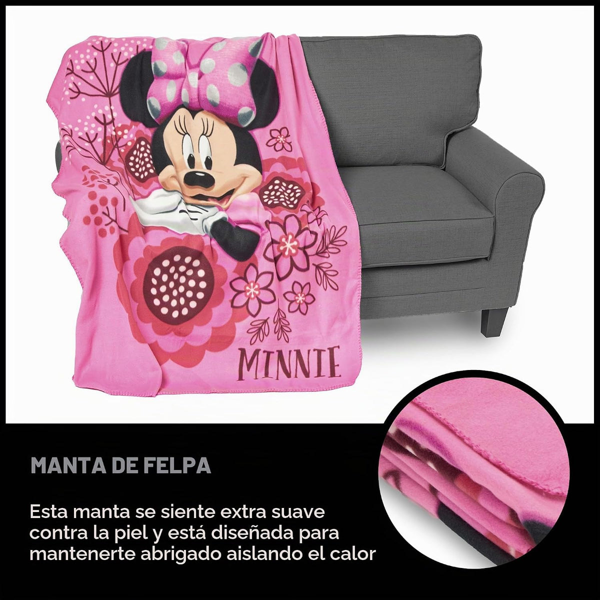 Northwest Manta de forro polar de Minnie Mouse, 45" x 60",...