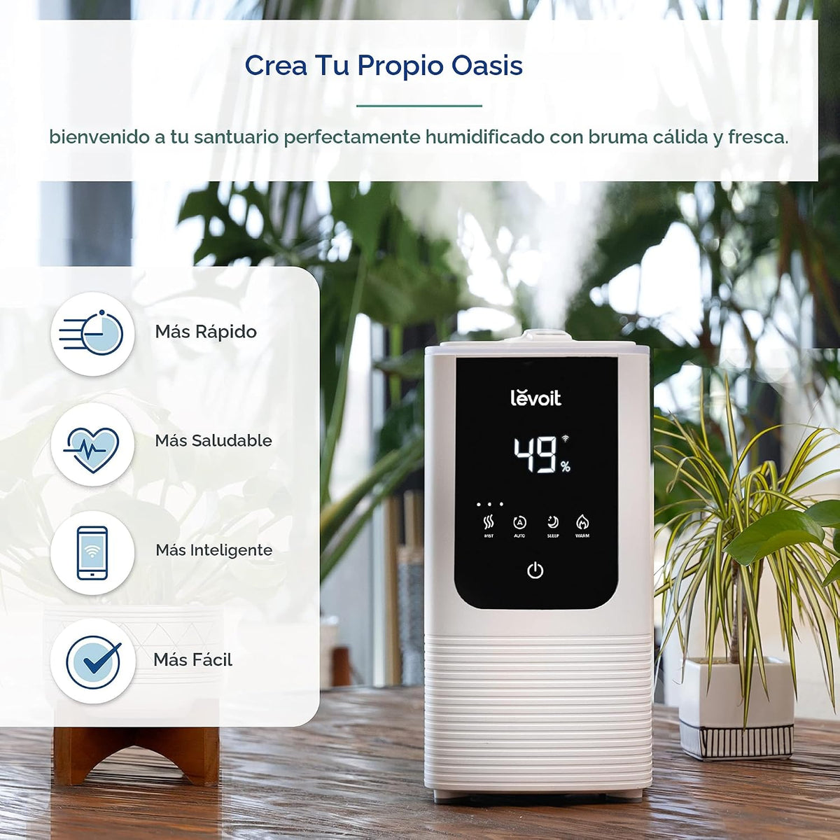 Levoit Humidificadores para dormitorio, neblina inteligente cálida...