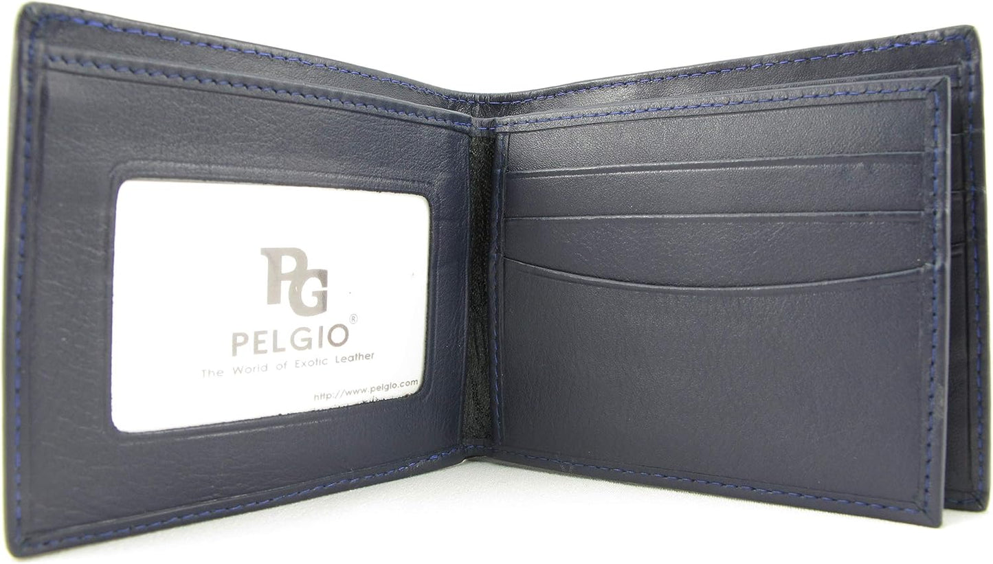 Pelgio Cartera plegable de cuero de piel de Shagreen pulido genuino...