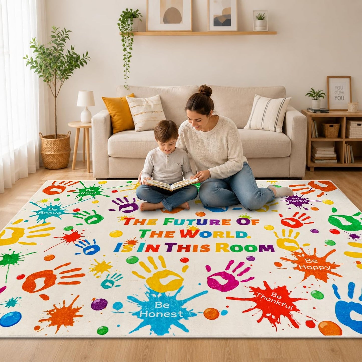 LTKOUGFAM Alfombra colorida para niños, alfombra lavable para niños...