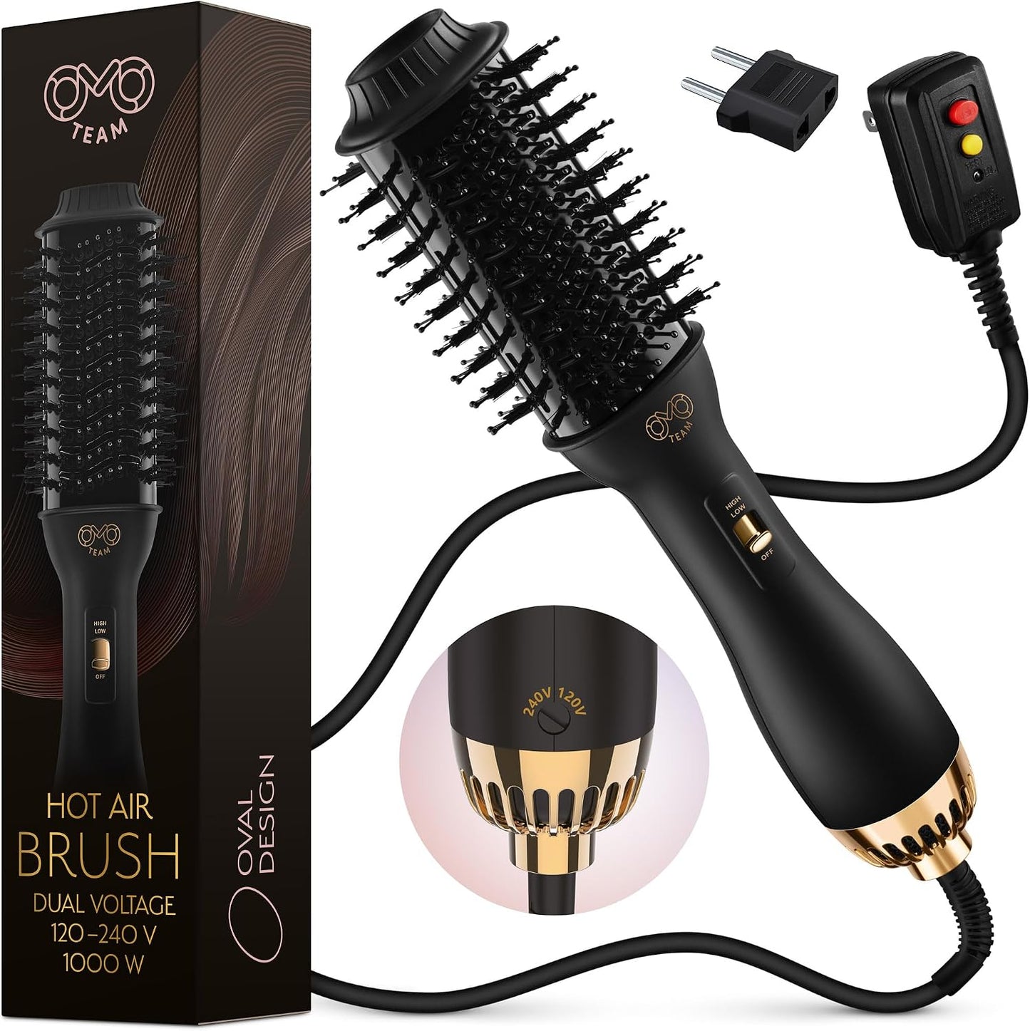 Cepillo secador de pelo manual de doble voltaje, cepillo de aire ca...