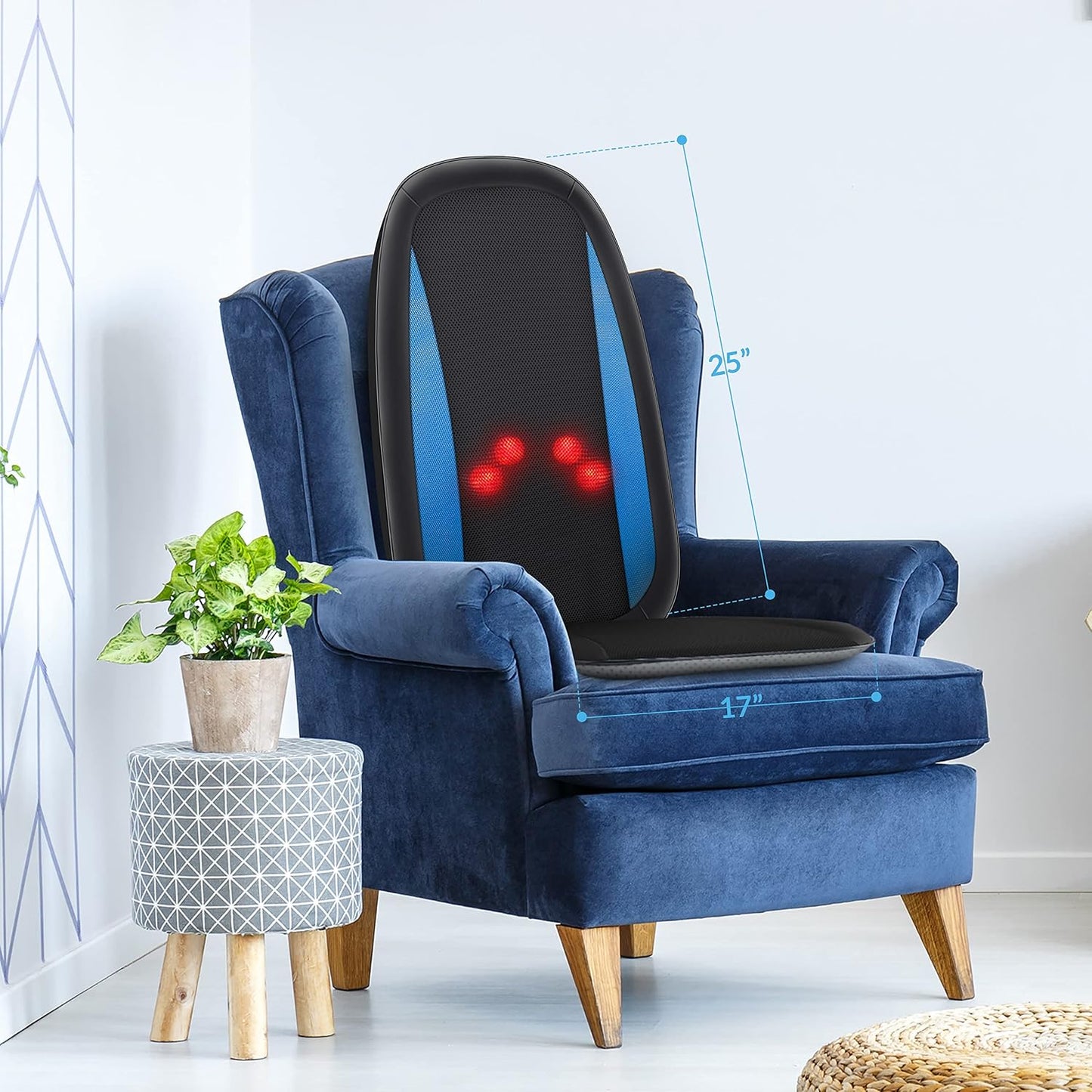COMFIER - Masajador de espalda con calor, cojín de asiento de masaj...