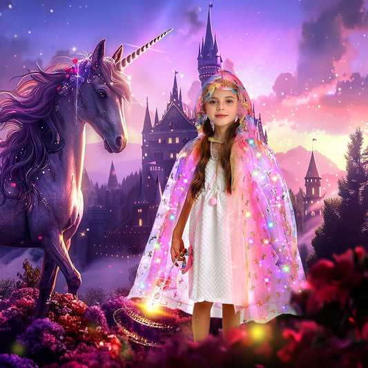 Fedio - Vestido de princesa para niñas, juego de capa de princesa c...