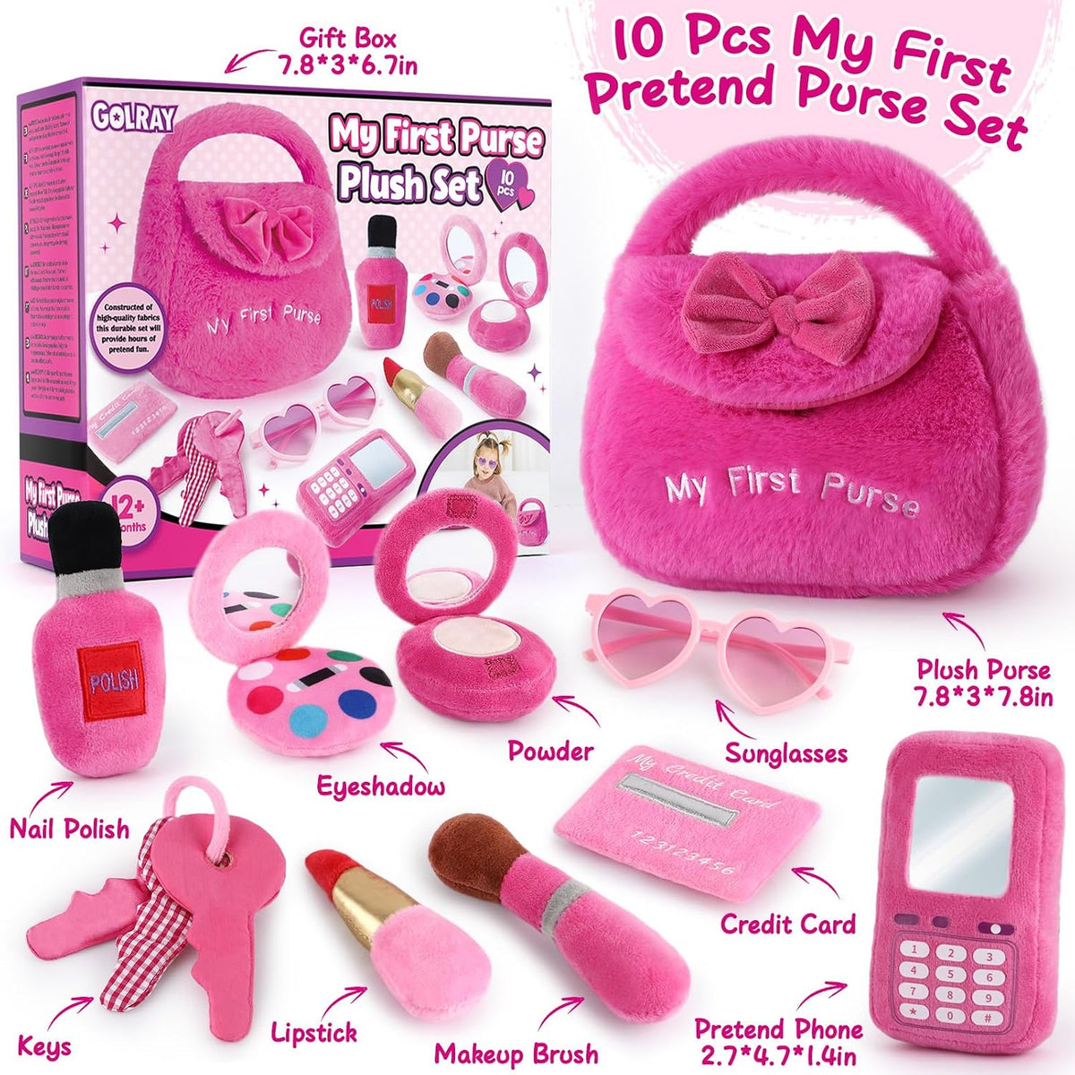 Golray Bolso de Peluche para Niñas Pequeñas Juguete de Juego de Sim...