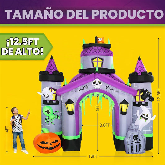 ZPISF Inflables de Halloween gigantes de 12.5 pies, castillo encant...