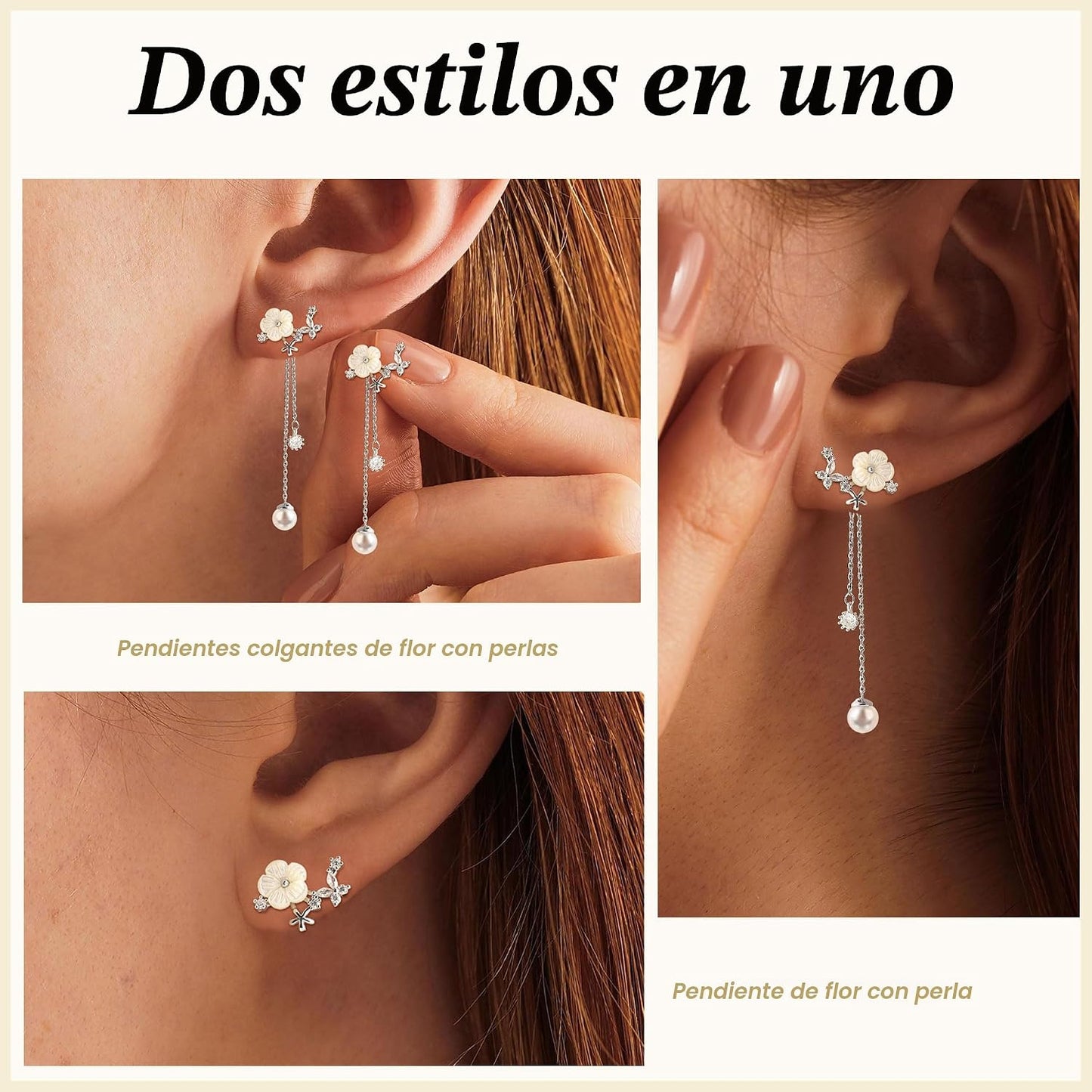 Aretes colgantes de perlas para mujer, cadena larga de enhebrador,...