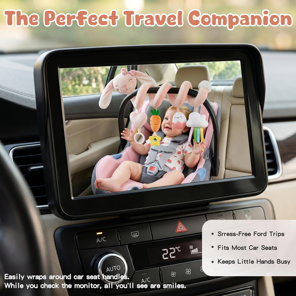 Stuffed Pink Bunny - Juguetes de asiento de coche en espiral para n...