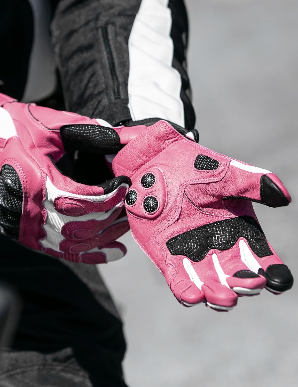 INBIKE - Guantes de moto de piel con nudillos duros y pantalla táct...