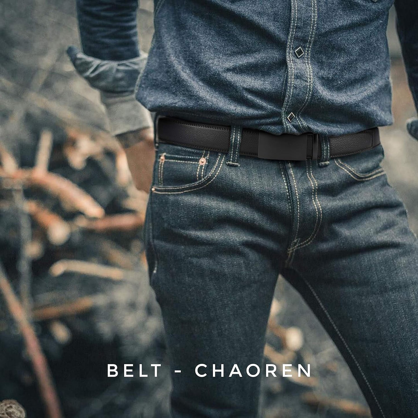CHAOREN - Cinturón para hombre - Cinturón de trinquete de cuero de...