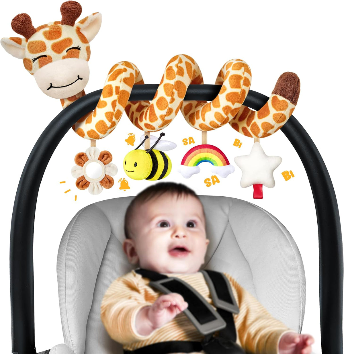 Stuffed Asiento de coche en espiral para bebés de 6 a 12 meses, jug...