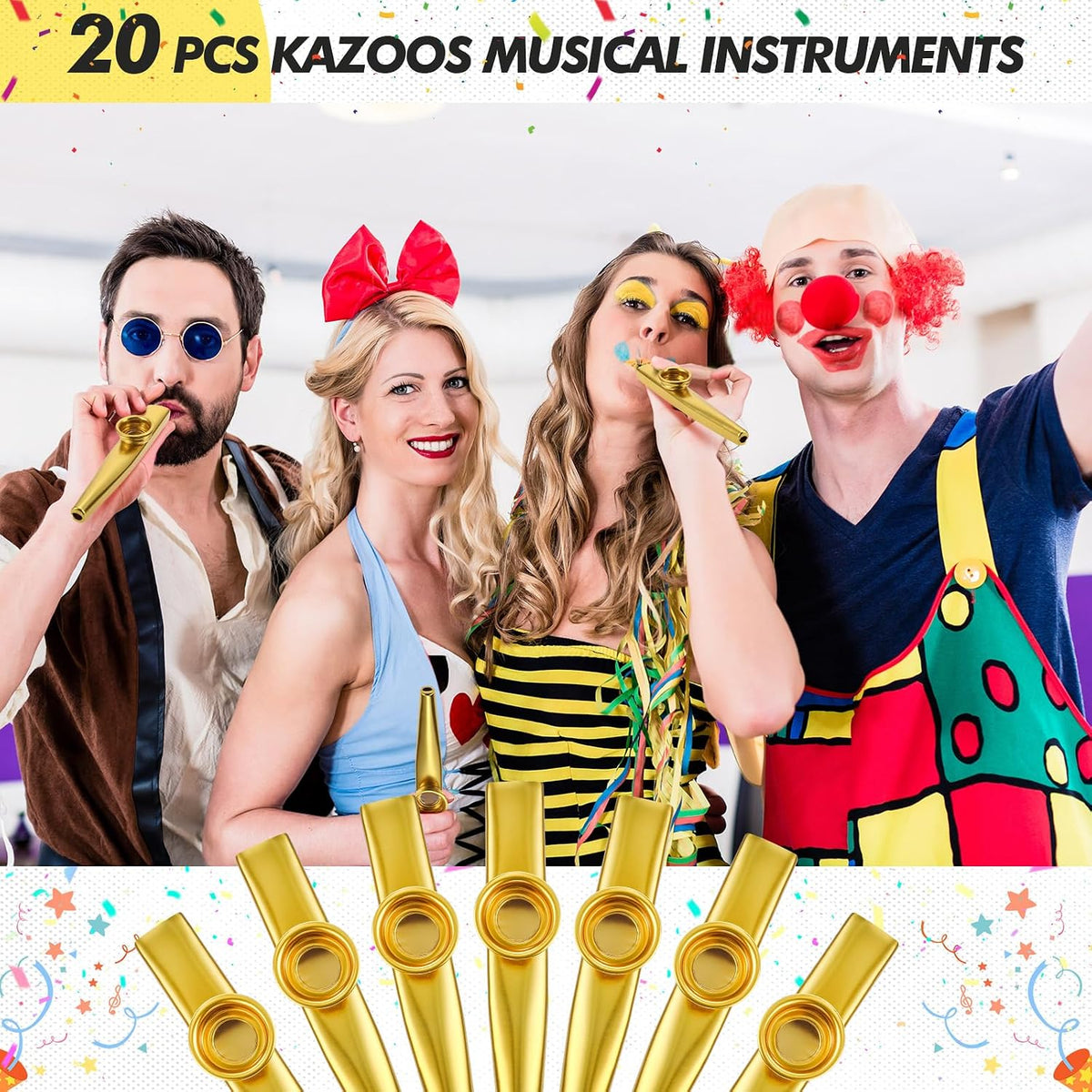 Lukmaa 50 piezas de metal Kazoos Instrumento musical a granel para...