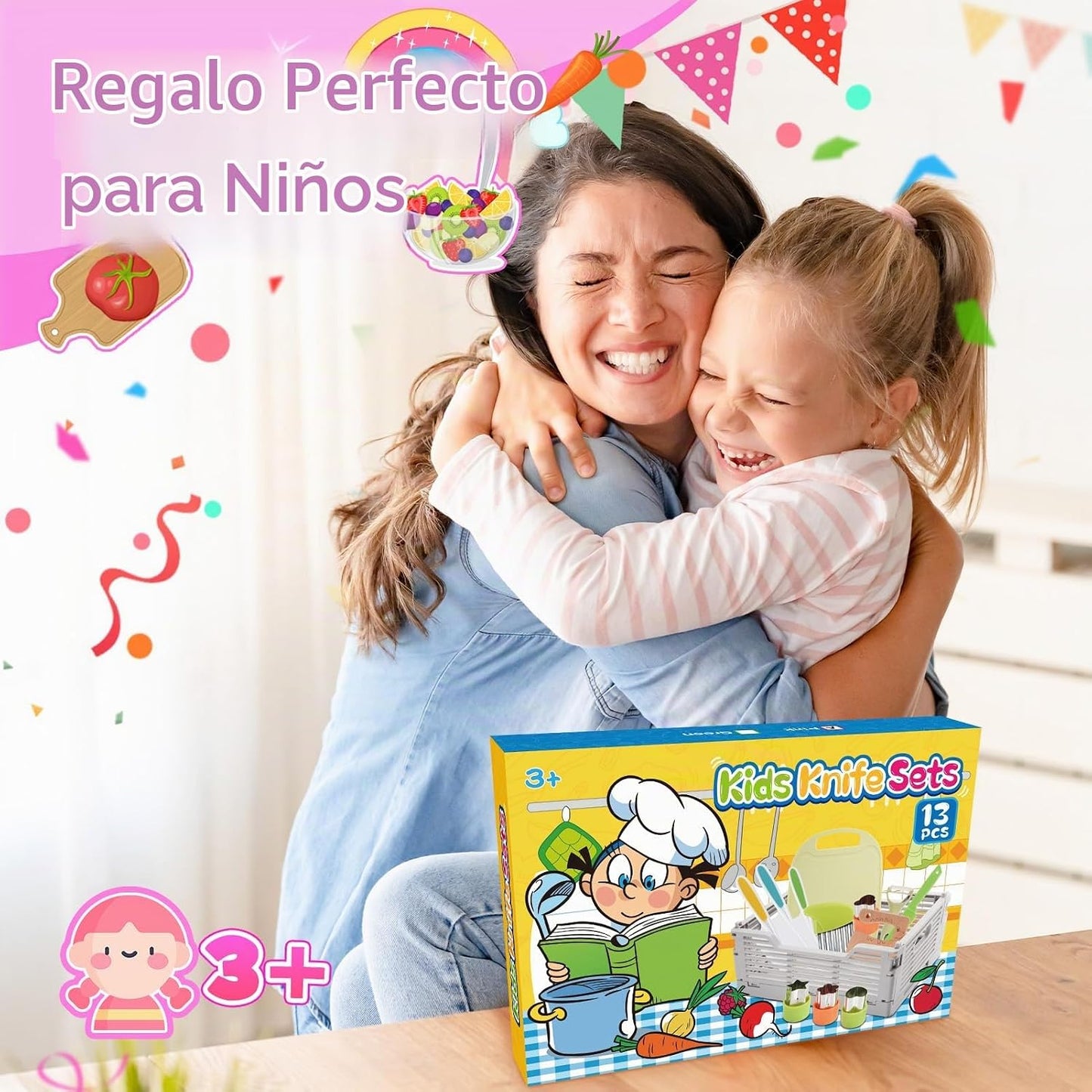 Juego de cuchillos de cocina para niños para cocina real y cesta, j...