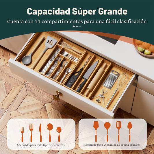 Organizador de cubiertos grande, magnético conectado expandible de...