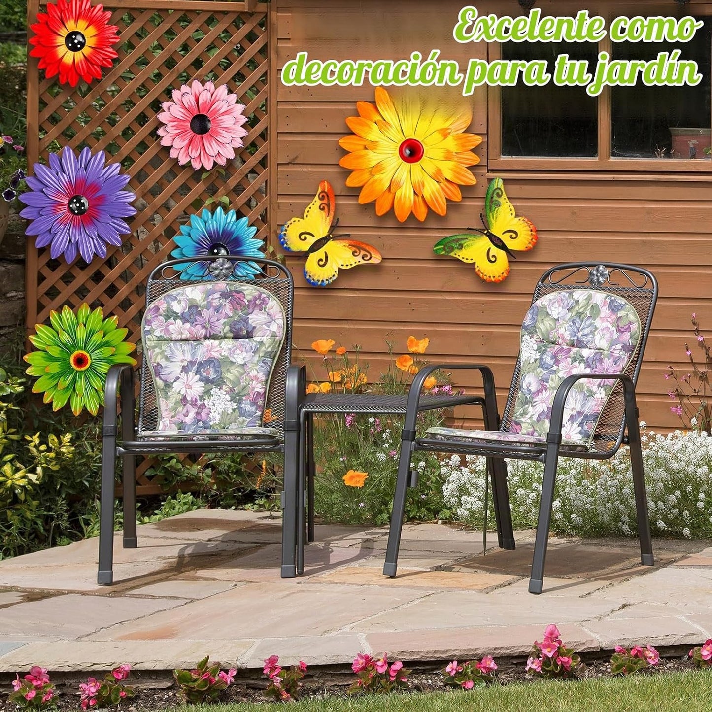 Gisafai Paquete de 10 decoraciones de pared de metal con flores par...