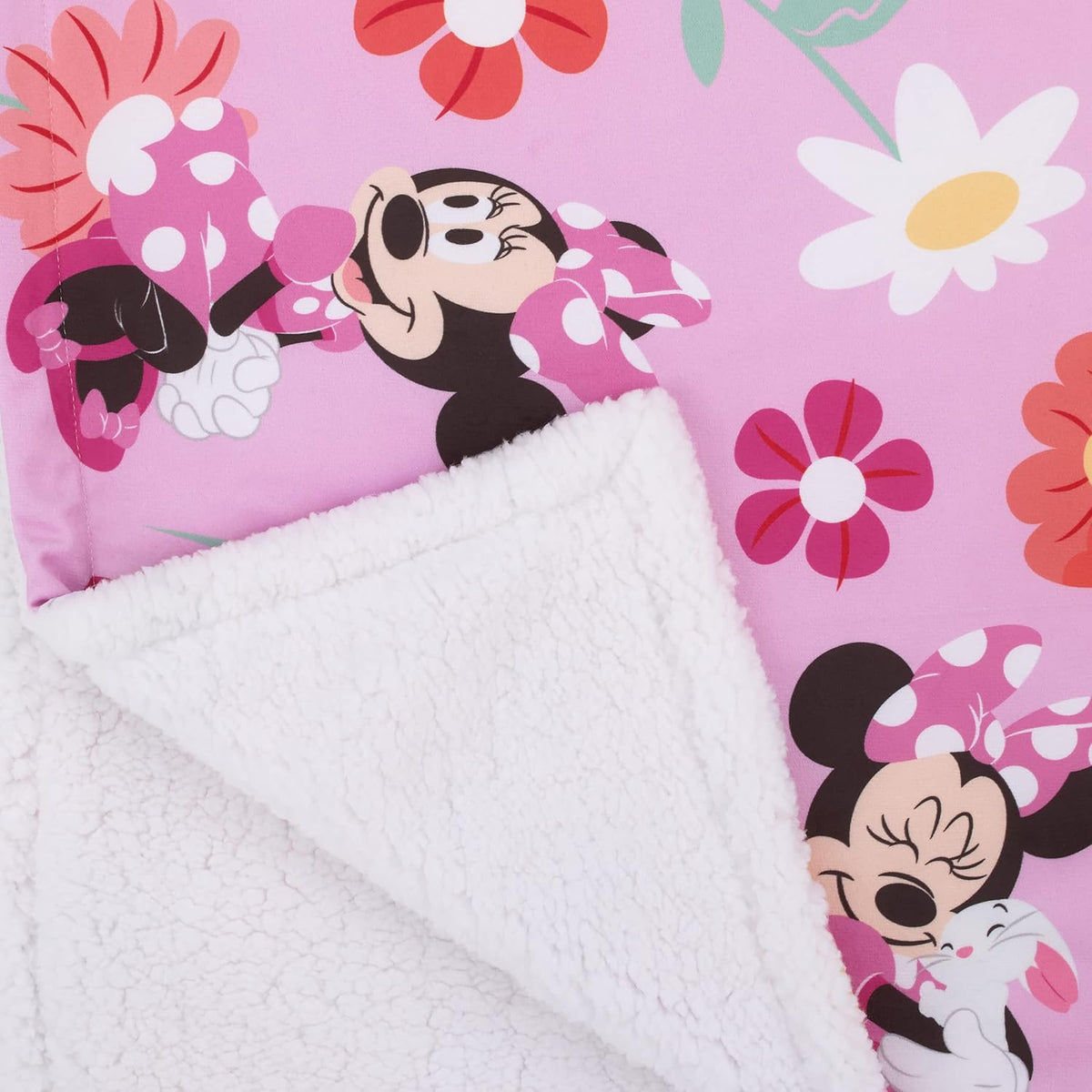 NoJo Disney Minnie Mouse Springtime Flowers - Manta de bebé sherpa...