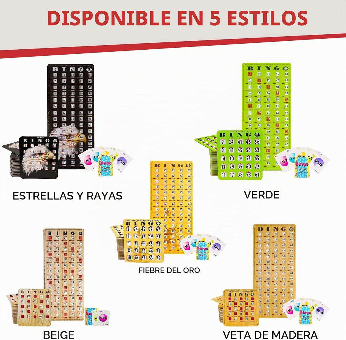 MR CHIPS Tarjetas de bingo a prueba de atascos con ventanas desliza...