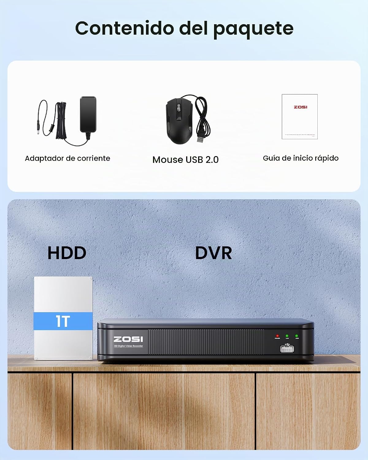 ZOSI H.265+ 5MP 3K Lite 8 canales CCTV DVR grabadora, detección de...