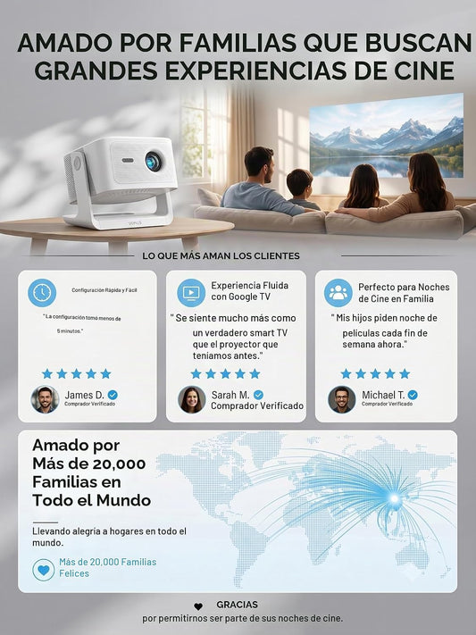 【Google TV con licencia oficial】Proyector inteligente 4K con WiFi y...