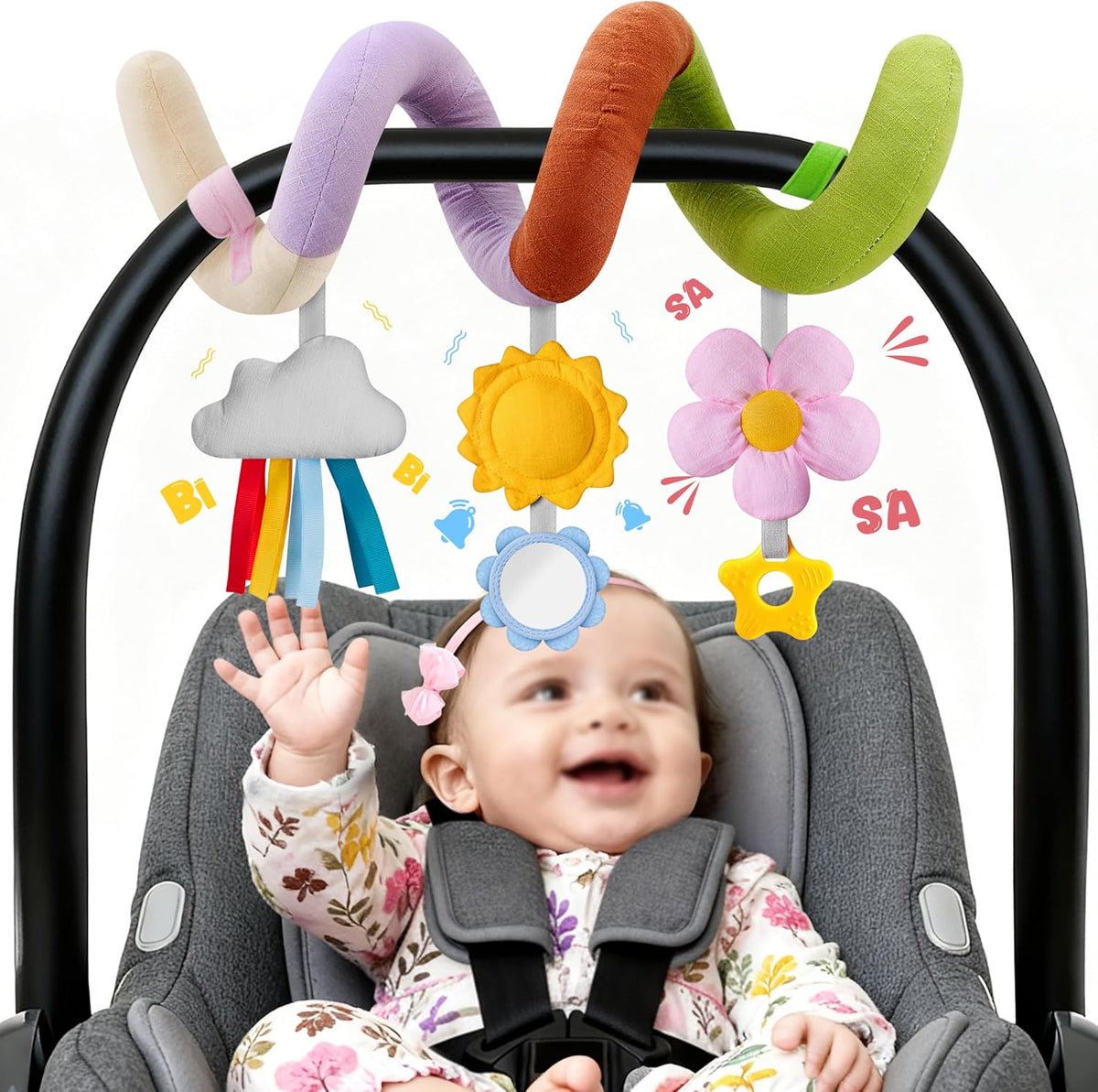 Stuffed Juguetes en espiral para asiento de automóvil para bebé, lo...