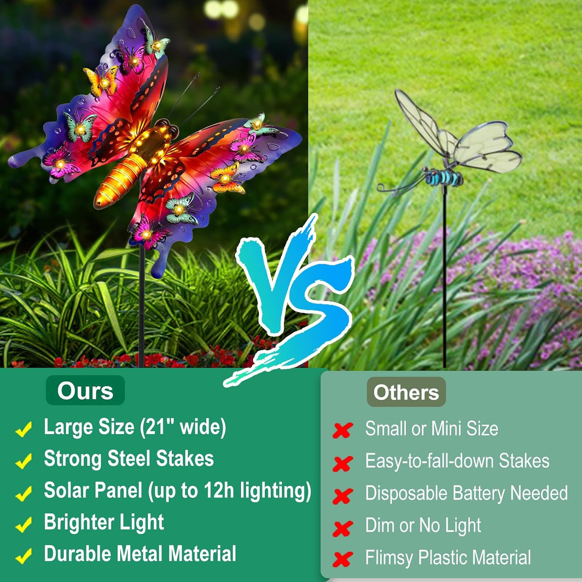 ANGMLN Luces solares de jardín, decoración de jardín de mariposa pa...