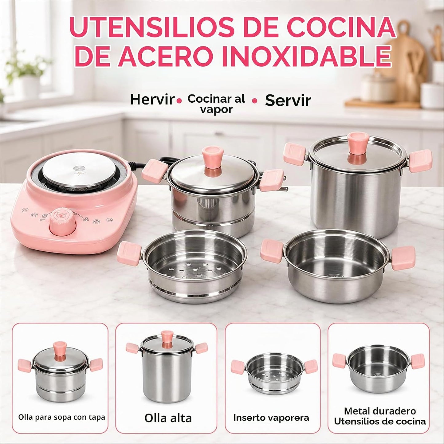 Juego de cocina real para niños, juego de cocina real de 60 piezas...