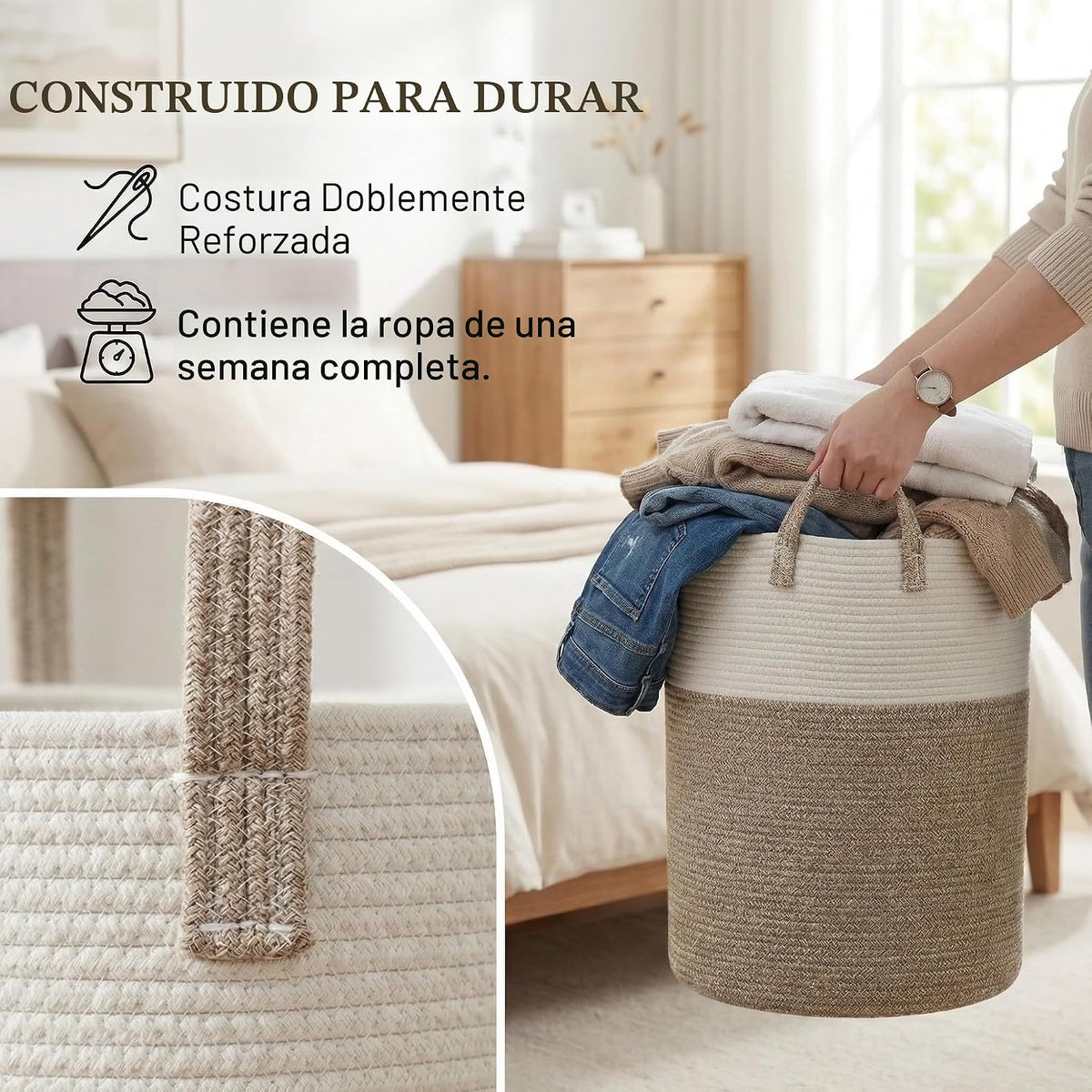 JMvicyroam - Cesta grande tejida para ropa sucia, contenedor de alm...